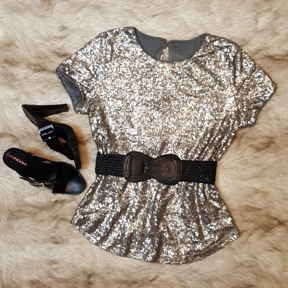 humble chic Tops - Silver Sequin Top